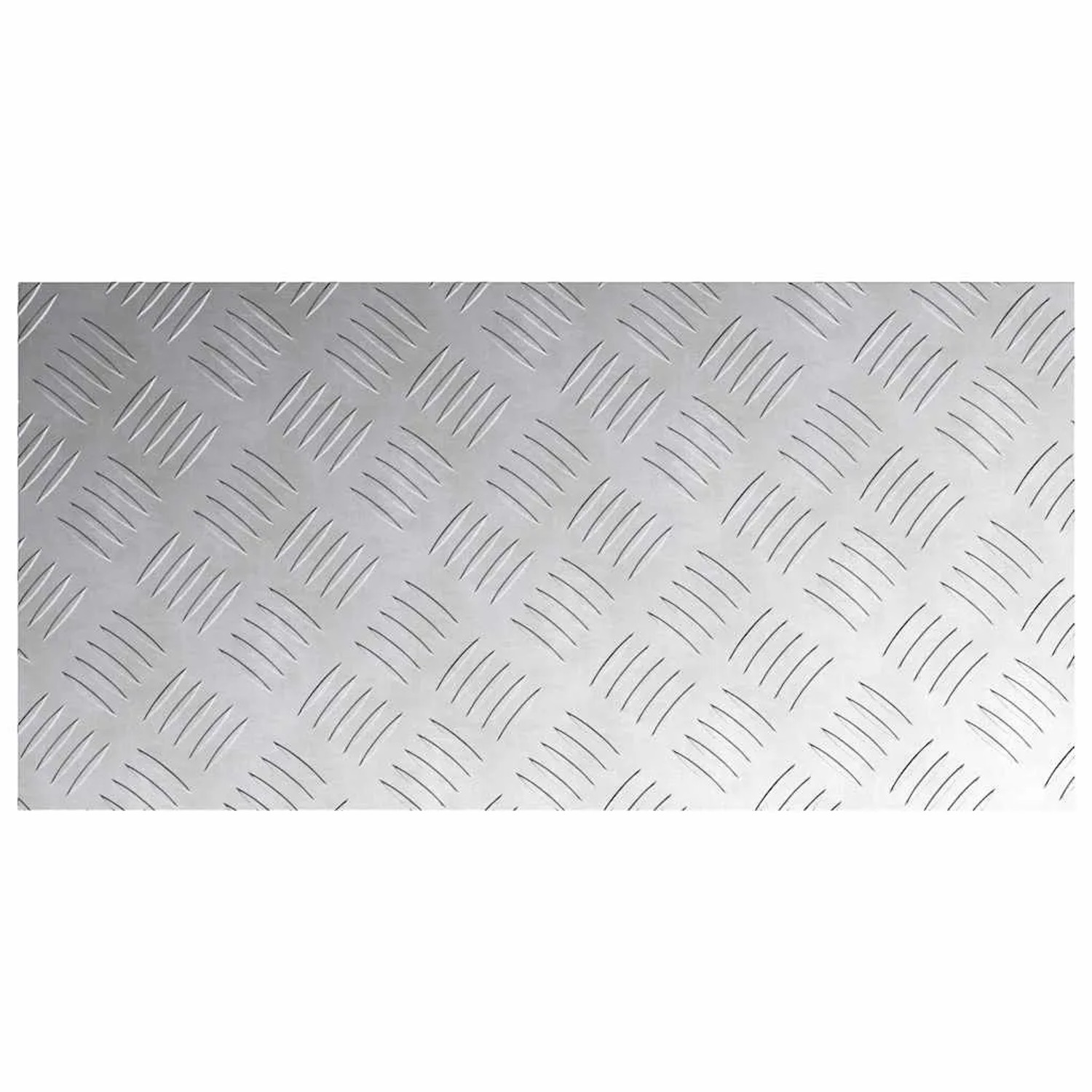 Silberne Aluminium Rautenscheibe mit rutschfestem Riffelblechmuster. Robuste Stufenmatte für Treppen.