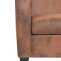 Detailansicht: Braunes 2-Sitzer Sofa aus Veloursleder. Gemütliches Ledersofa für Wohnzimmer.