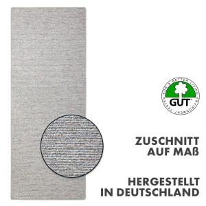 Moderner, silbergrauer Teppich nach Maß, 100x200 cm. Wohnteppich Geneva für stilvolles Ambiente.