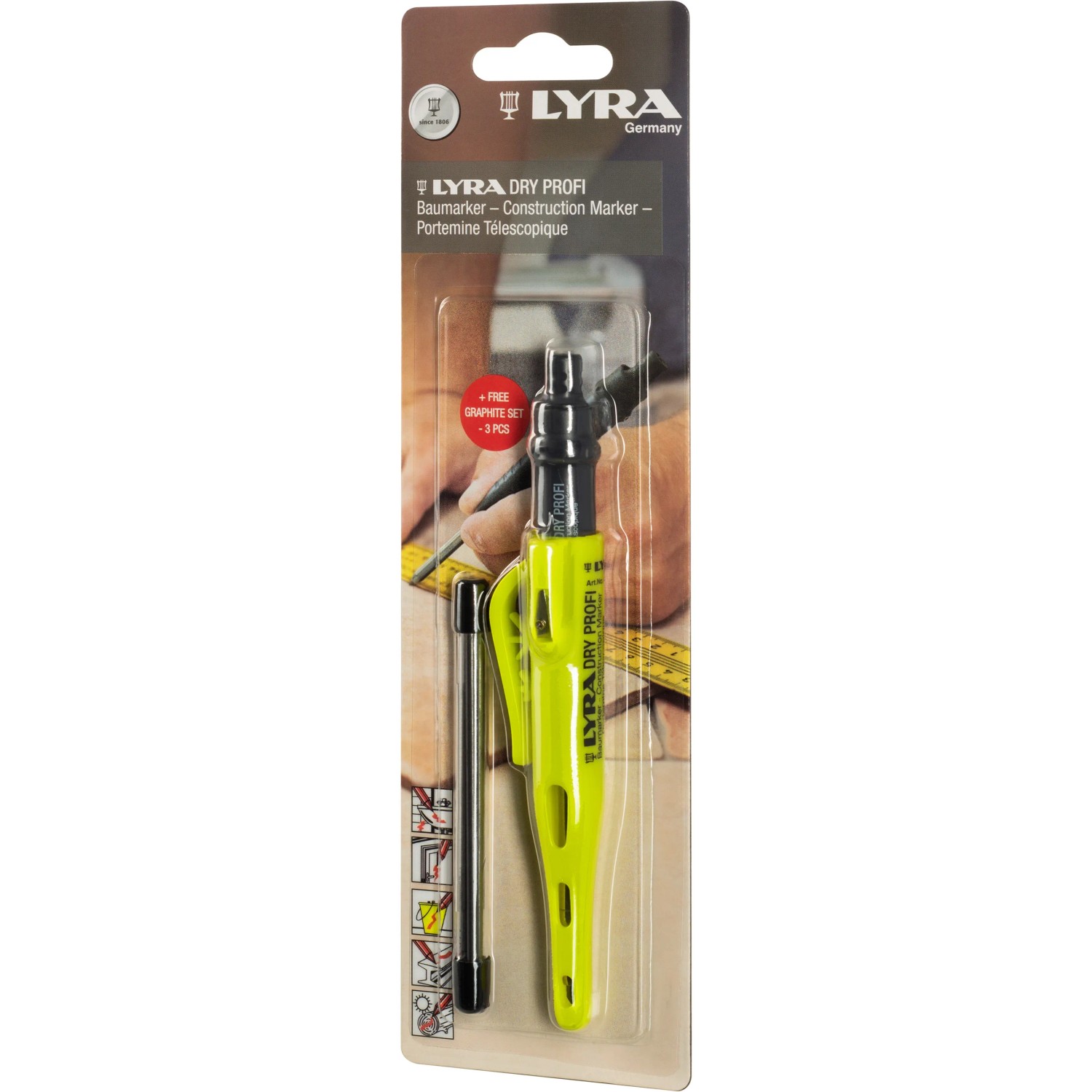 Lyra Baumarker Dry Profi mit Teleskopspitze und 3 Minen 2B im Set.