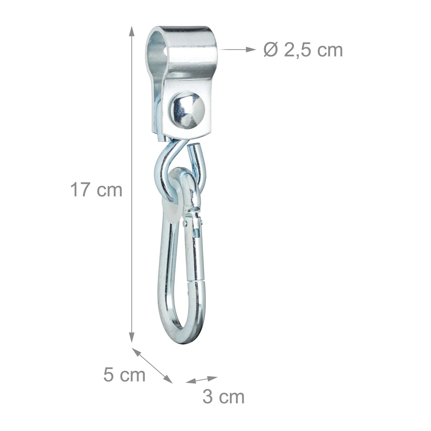 Relaxdays Schaukelhaken 2er Set Eisen Silber Rostfrei mit Karabinern 17 cm x 3 cm x 5 cm_4