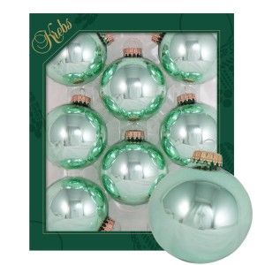 Krebs Glas Lauscha Weihnachtskugeln Uni-Design Henriette Türkis 7cm