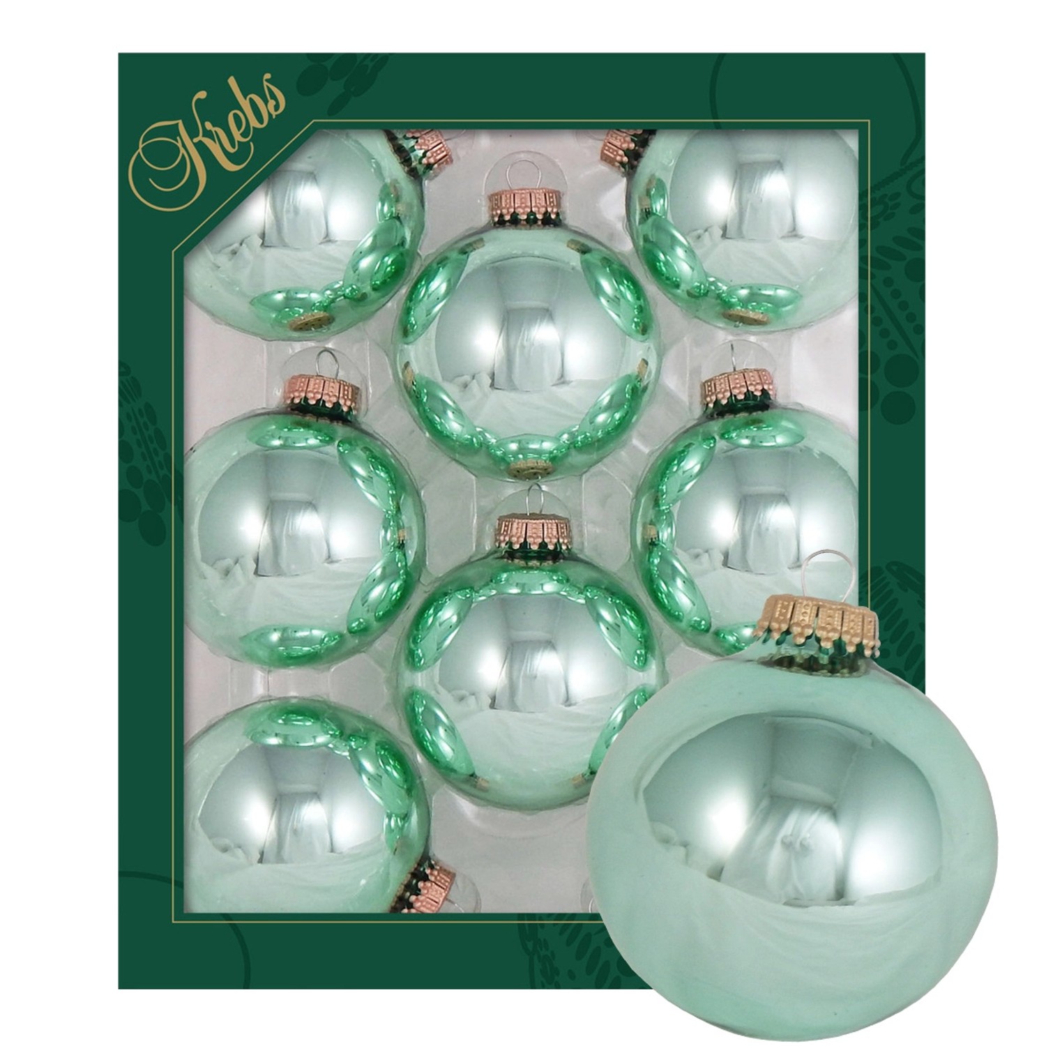 Krebs Glas Lauscha Weihnachtskugeln Uni-Design Henriette Türkis 7cm