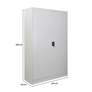 PROREGAL Flügeltürenschrank ELEPHANT Komplett Montiert Mit 2 Türen Abschließbar HxBxT 180x120x40cm 4 Ebenen Stahl Pulverbeschichtet Lichtgrau Spind