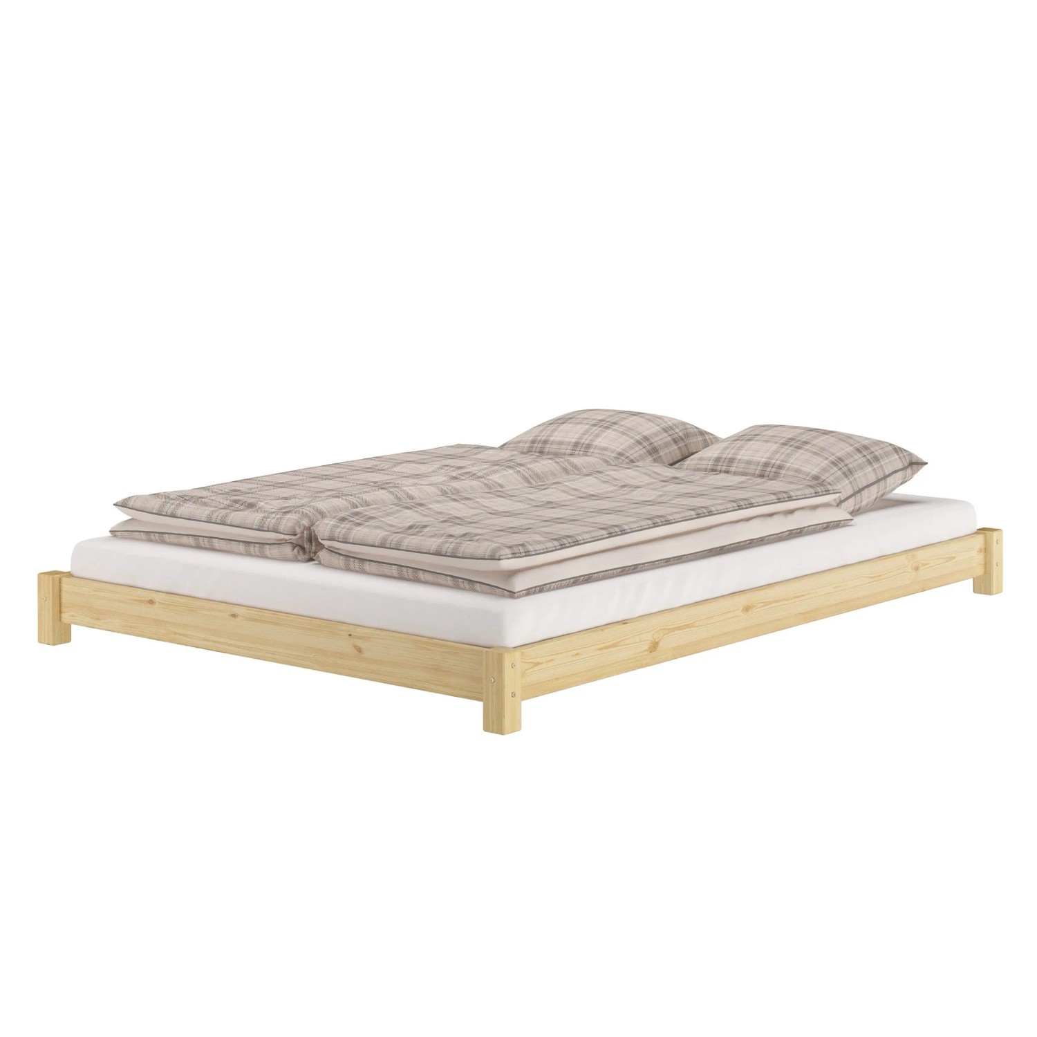 Erst-Holz Flaches Futon-Doppelbett Bodenbett 140 x 200 cm Kiefer Modell 51 ohne Zubehör