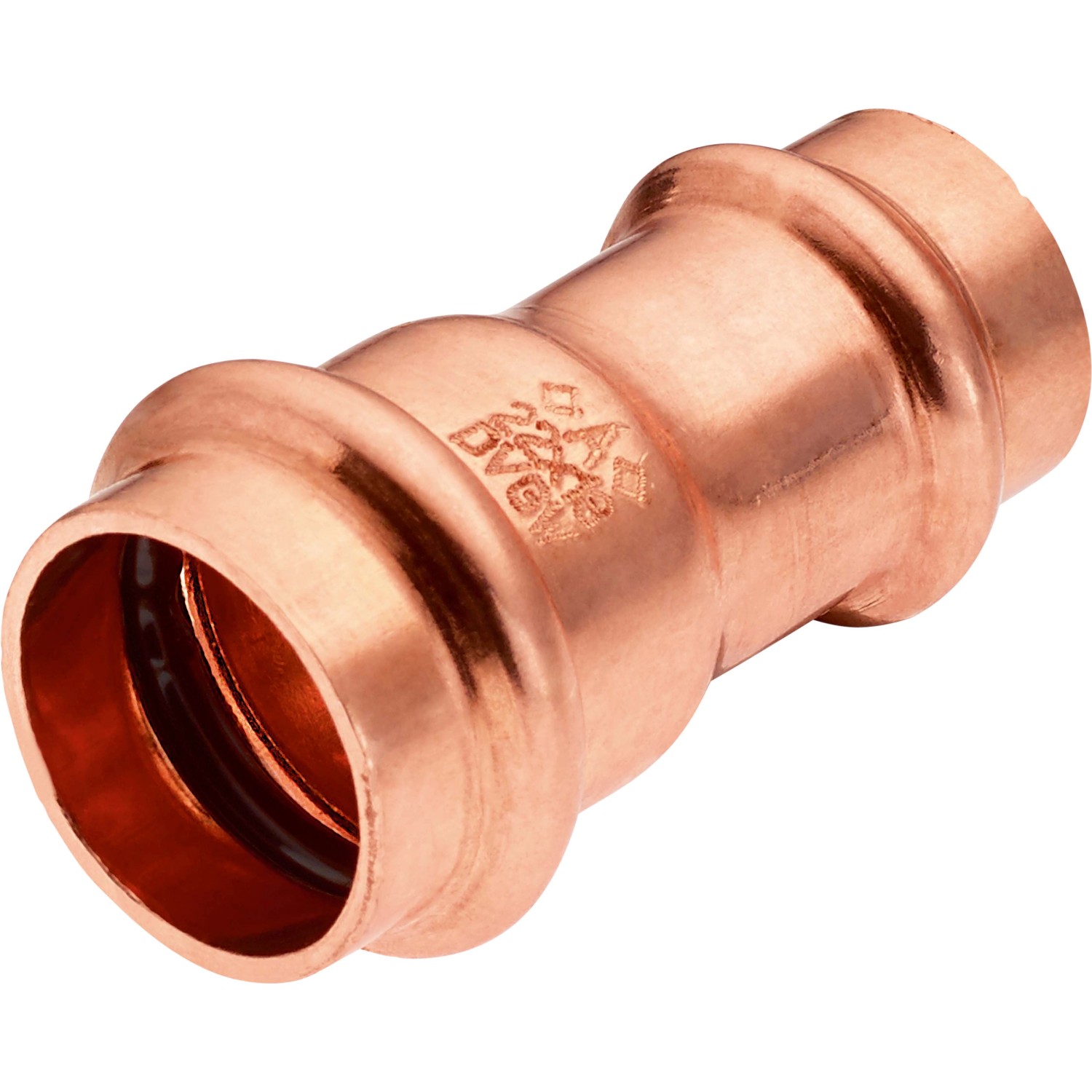 Press-Reduziermuffe aus Kupfer, 22 mm x 18 mm, für Heizung und Sanitär.