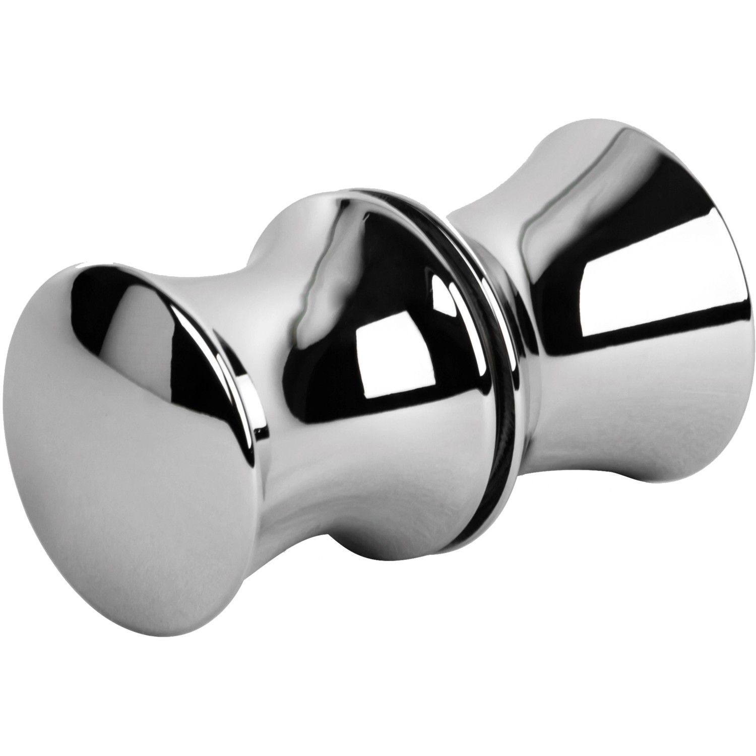 Detailaufnahme: Runder Griff in Chromoptik für Schulte Eckeinstieg Duschkabine.