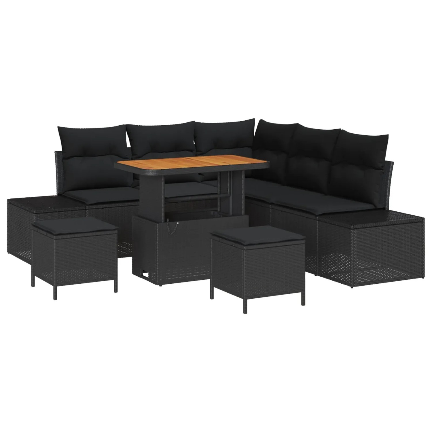 vidaXL Garten-Sofa-Set mit Speicher 8-Tlg Schwarz Poly Rattan 3364734 günstig online kaufen