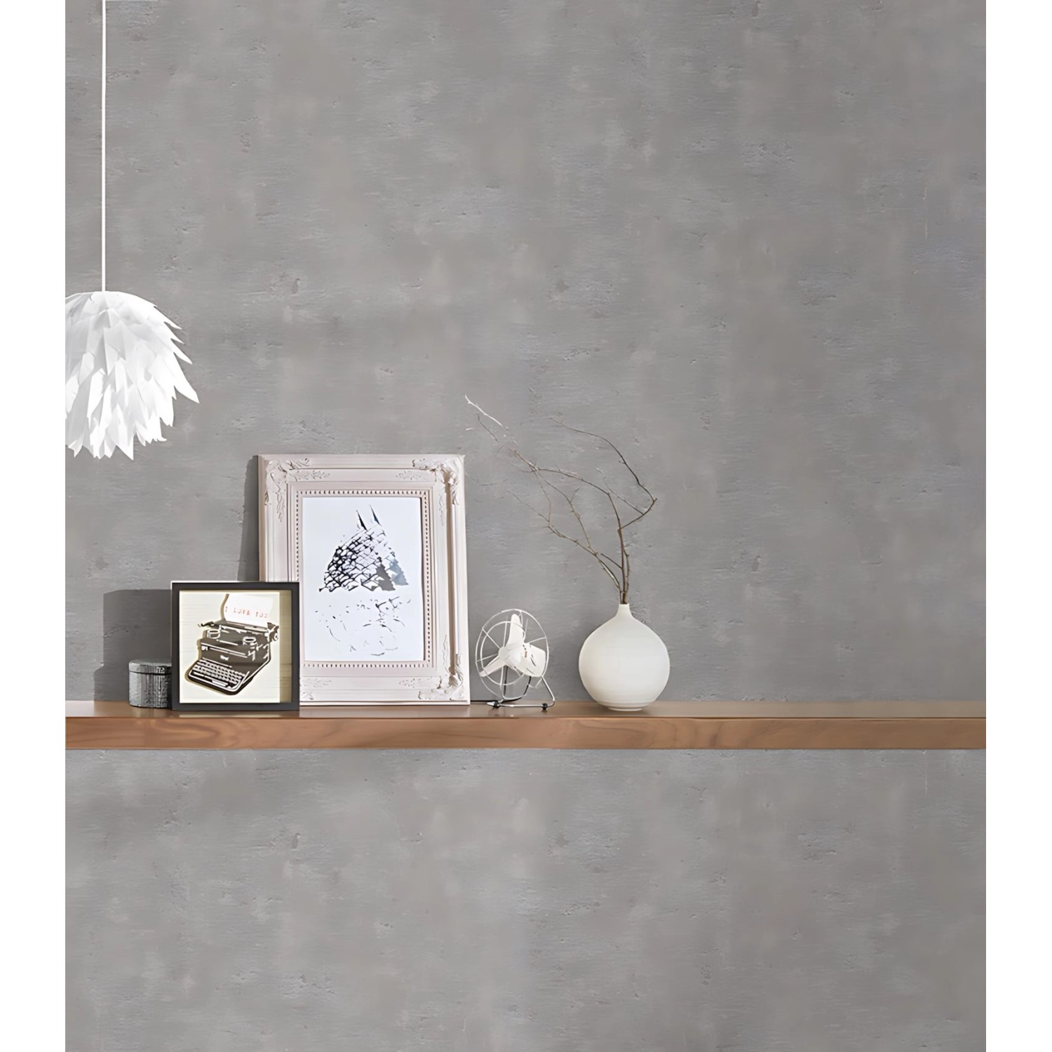 Graue Uni Vliestapete von PROFHOME mit matter Optik für Wohnräume.