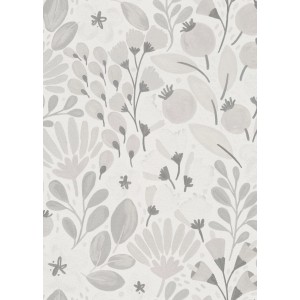 Erismann Vliestapete La Terrasse Jardin Poetique Grau mit floralem Muster.