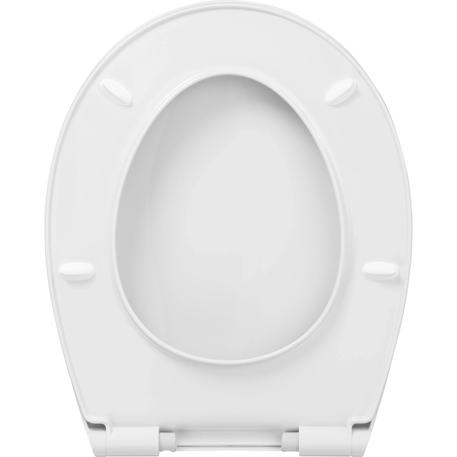 Weißer Cedo WC-Sitz aus Rezyklat mit Absenkautomatik, Ansicht von oben.