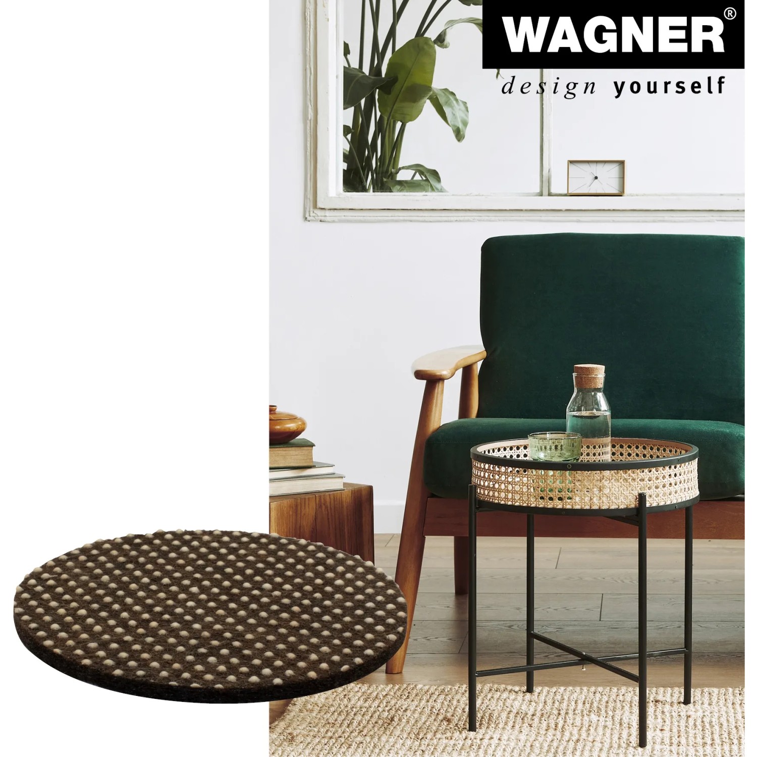 Wagner Anti-Rutsch Pad, braun-beige, Ø 60mm, für Möbel und Objekte. Transporthilfe für sicheren Stand.