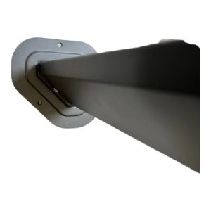 Detailaufnahme einer anthrazitfarbenen Stütze des Jet-Line Gartenpavillons Taneo.