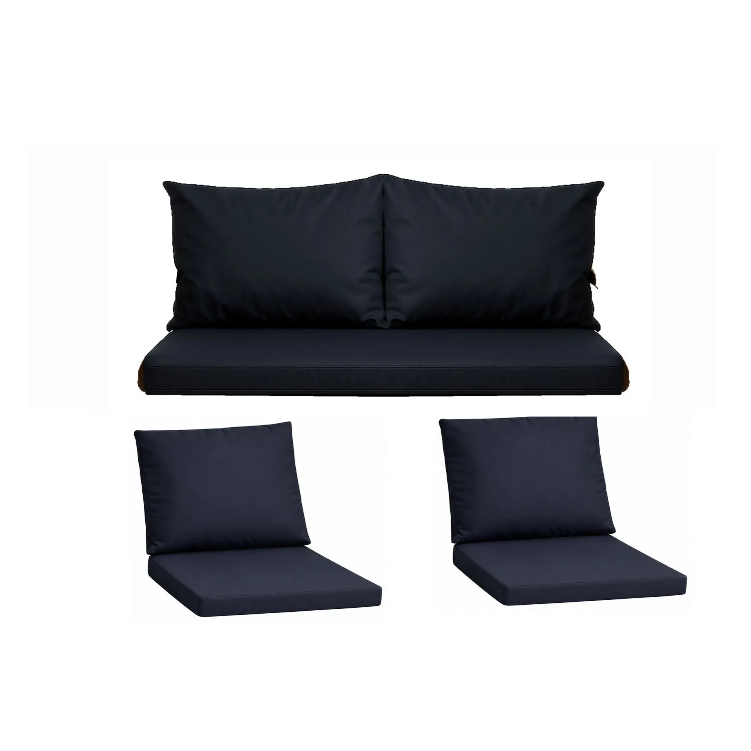 Setgarden Komfort Set Gartenloungekissen aus Technorattan-Möbel Kissen für Sofa 110x60 cm + Sessel 1tlg Marine