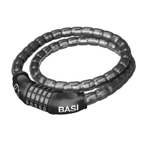 Basi Panzerkabel ZR 308, ein Fahrradschloss mit 5-stelligem Zahlencode, schwarz, 100 cm lang.