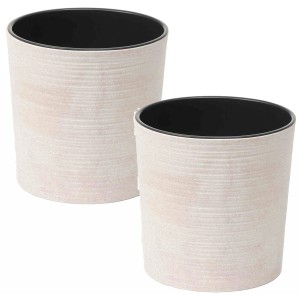 Siena Garden Pflanzgefäß Eco Lens, 2er Set, weiß, Ø30cm, mit Rillenoptik und Holzfaseranteil.