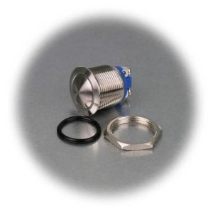 Sintron Metalltaster Dome 19mm Schliesser IP67 mit Dichtring und Mutter.