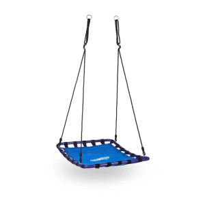 Relaxdays Nestschaukel Outdoor Viereckig Nylon Metall Dunkelblau Schwarz Belastbar bis 100 kg 153 cm x 74 cm x 98 cm