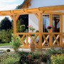 Skan Holz Seitenwand Andreaskreuz aus Leimholz für Terrassenüberdachung, unbehandelt.
