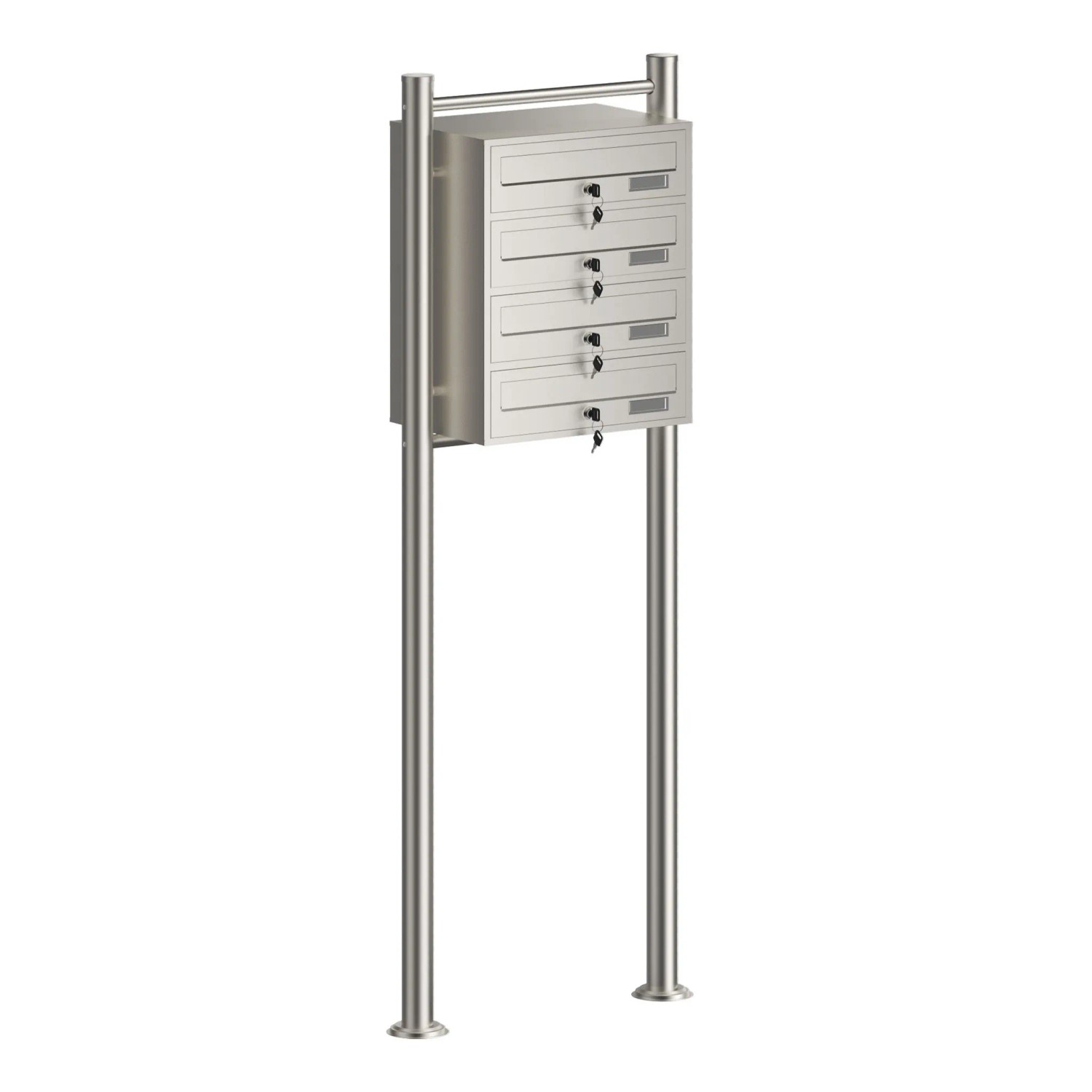 Wiltec 4Er Briefkastenanlage Edelstahl 556X270X1500Mm Standbriefkasten Post