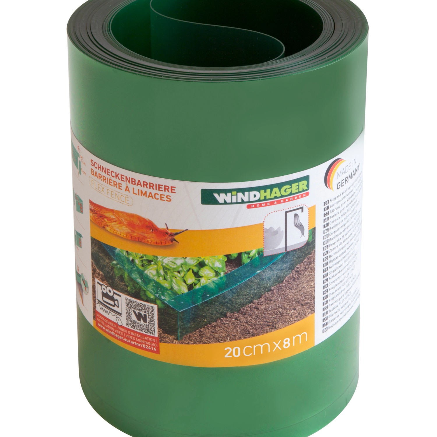 Windhager Schneckenbarriere Flex, 20 cm x 8 m Rolle, chemiefreier Schutz für Gemüsebeete.