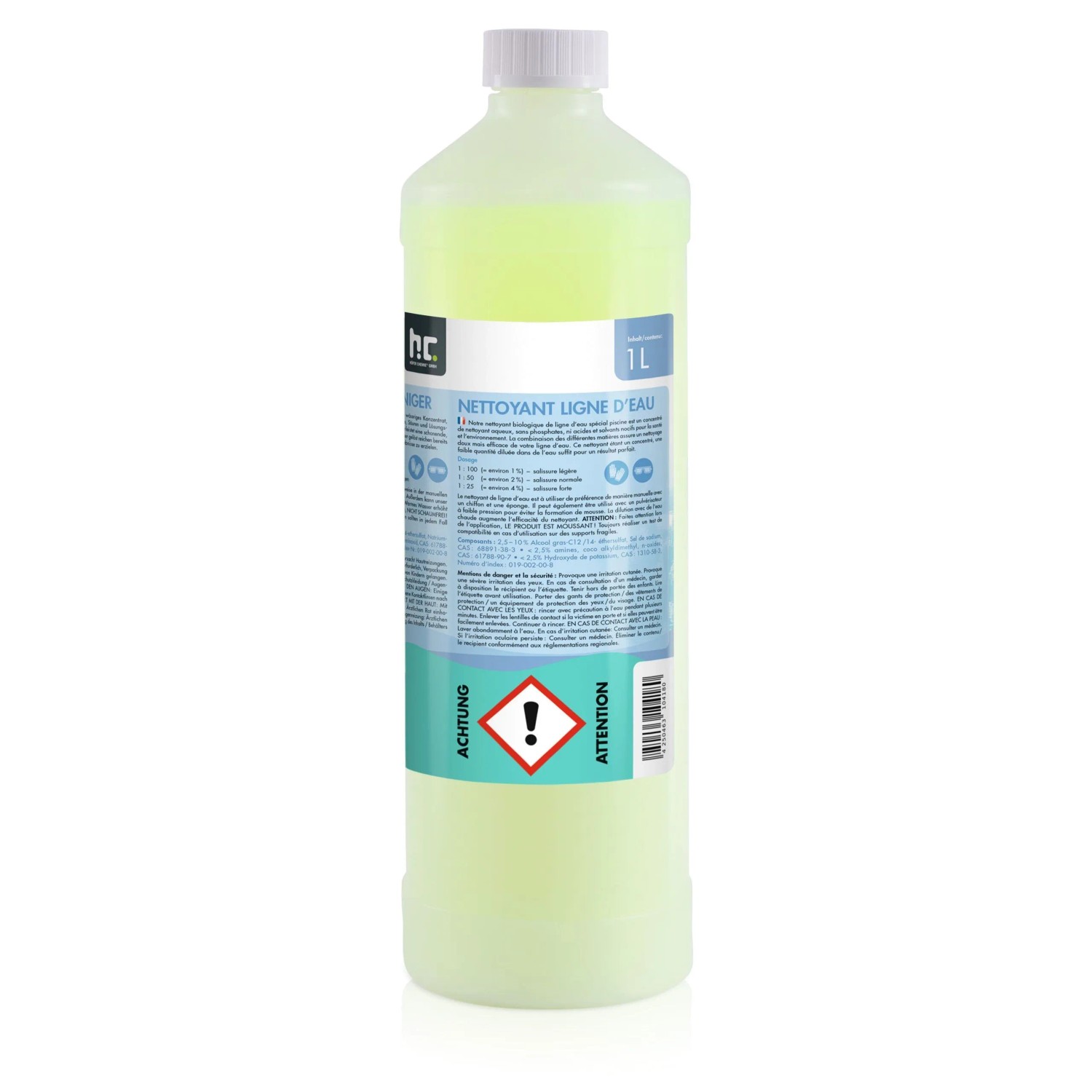Flasche Baycinex Beckenrandreiniger, 6 x 1 Liter, für die Poolreinigung.