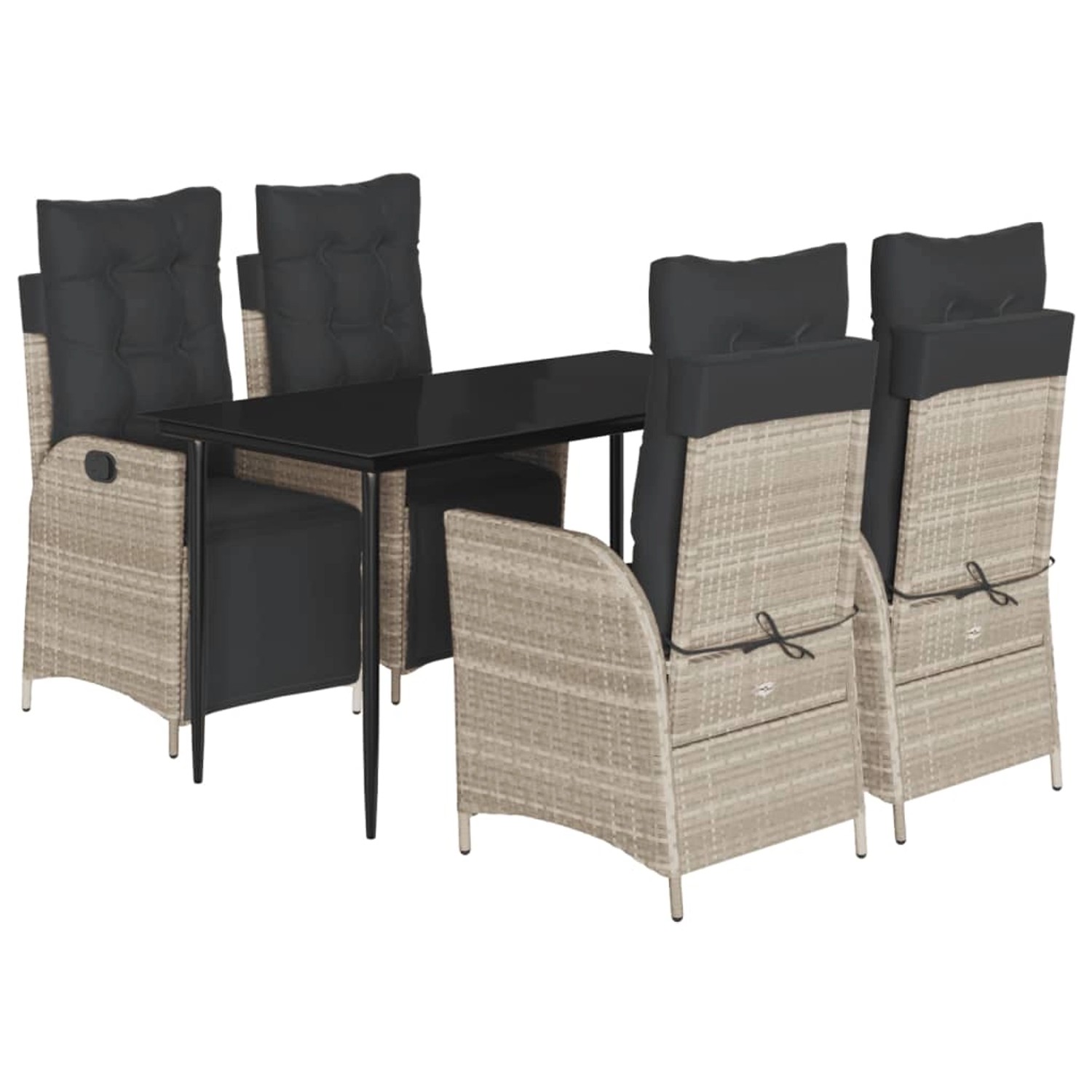 vidaXL 5-Tlg Garten-Essgruppe mit Kissen Hellgrau Poly Rattan 3213464 günstig online kaufen