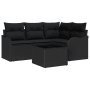 Beiges 5-tlg. vidaXL Garten-Sofa-Set mit Kissen und Tisch aus Polyrattan.