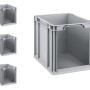 PROREGAL SuperSparSet: 4 graue Euroboxen NextGen Store mit offener Front, 30 Liter, für Lagerung und Transport.