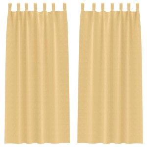 vidaXL Verdunkelungs-Vorhänge mit Ringen Beige Polyester 4107535