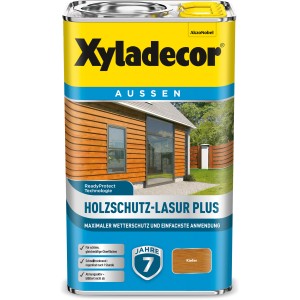 Xyladecor Holzschutz-Lasur Plus Kiefer, 2,5 l Dose. Holzlasur für Aussenbereiche, Wetterschutz.