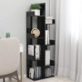 Schwarzes VidaXL Bücherregal (48x25,5x140 cm) aus Holzwerkstoff mit Büchern und Deko.