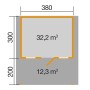 Grundriss Weka Holz-Gartenhaus Satteldach: Maße und Flächenangaben für Planung.