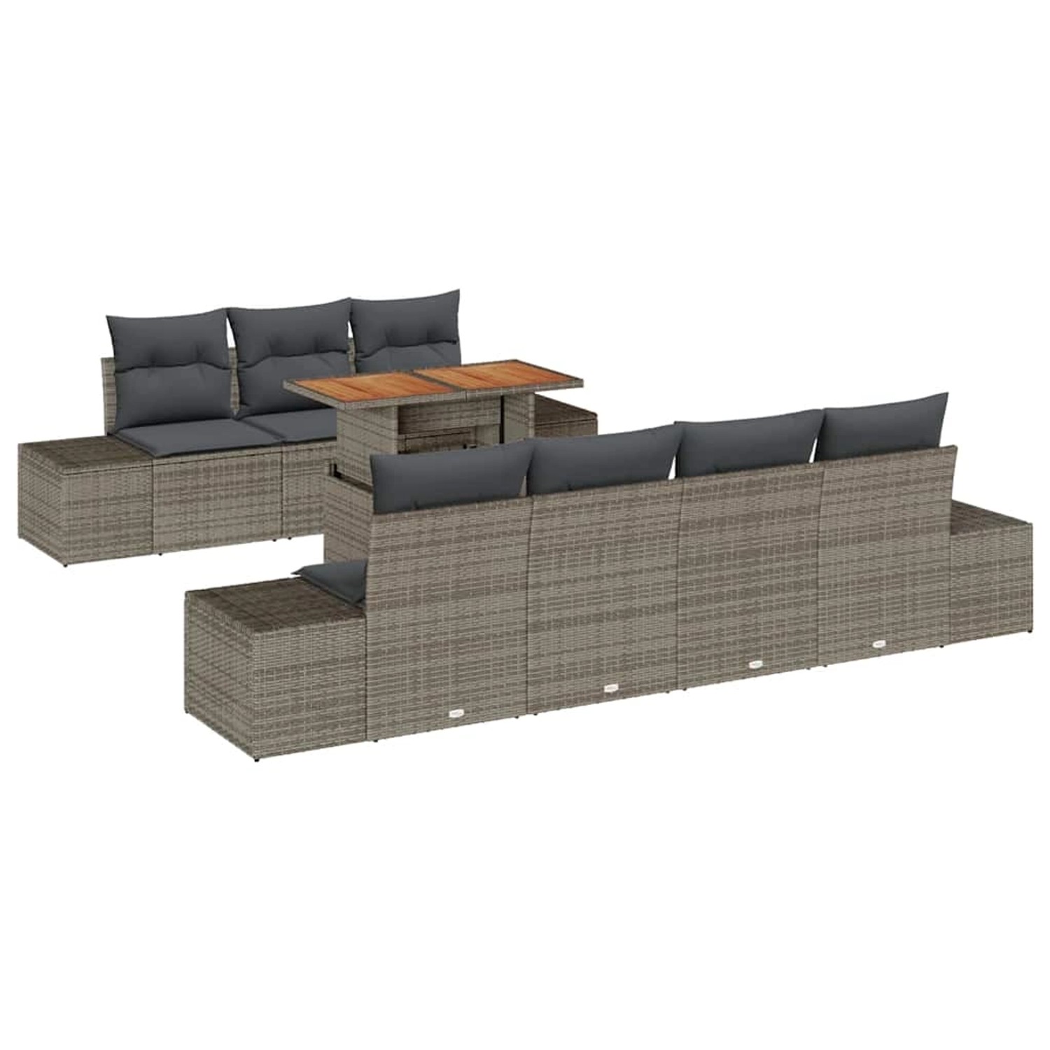 vidaXL Garten-Sofa-Set mit Speicher 8-Tlg Grau Poly Rattan 3358659 günstig online kaufen