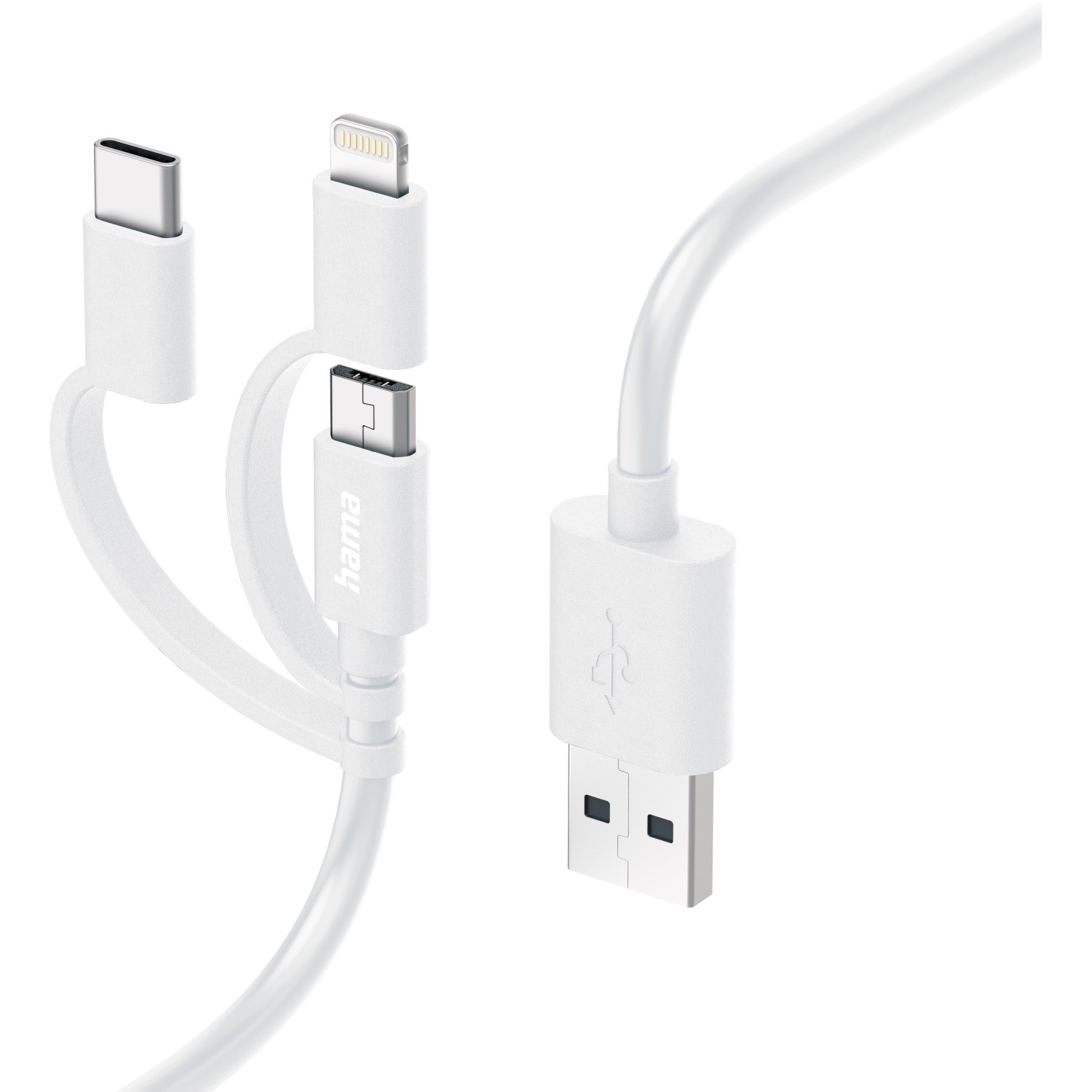 Hama Multi-Ladekabel 3 in 1 USB-A - Micro-USB, USB-C und Lightning 1 m Weiß