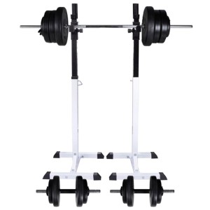 vidaXL Kniebeugen und Langhantelständer mit Hantel-Set 60,5 kg 275349