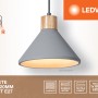 Ledvance Pendelleuchte Decor Concrete Wood, dunkelgraue Hängelampe mit Holzapplikation, 122,5 cm.