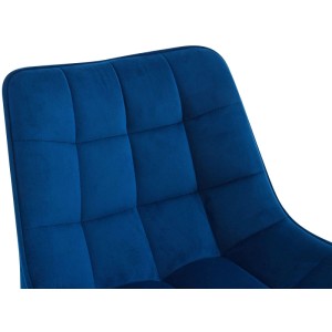 Gesteppte blaue Samt-Rückenlehne des Barhockers Dartford, Detailansicht.