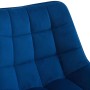 Gesteppte blaue Samt-Rückenlehne des Barhockers Dartford, Detailansicht.
