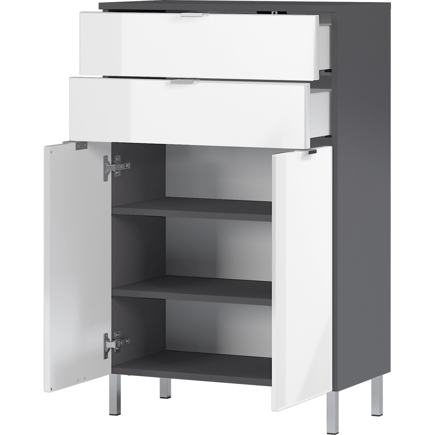 Germania Kommode Mauresa, Graphit-Weiß, mit 2 Schubladen und 2 Türen, Sideboard