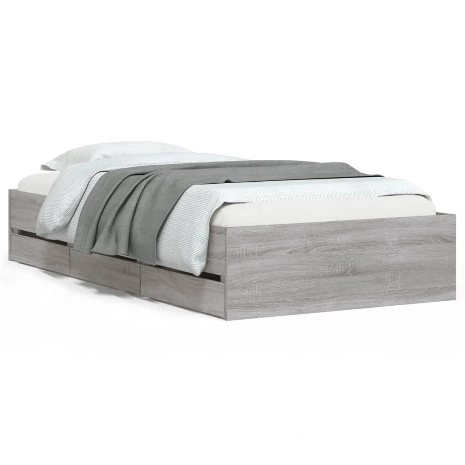 vidaXL Bettgestell mit Schubladen Grau Sonoma 100x200 cm Holzwerkstoff Modell 11938049