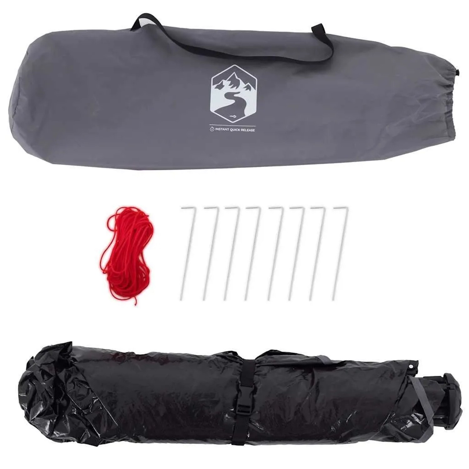 vidaXL Strandzelt für 2 Personen, grau, mit Tragetasche, Heringen und Spannseil.