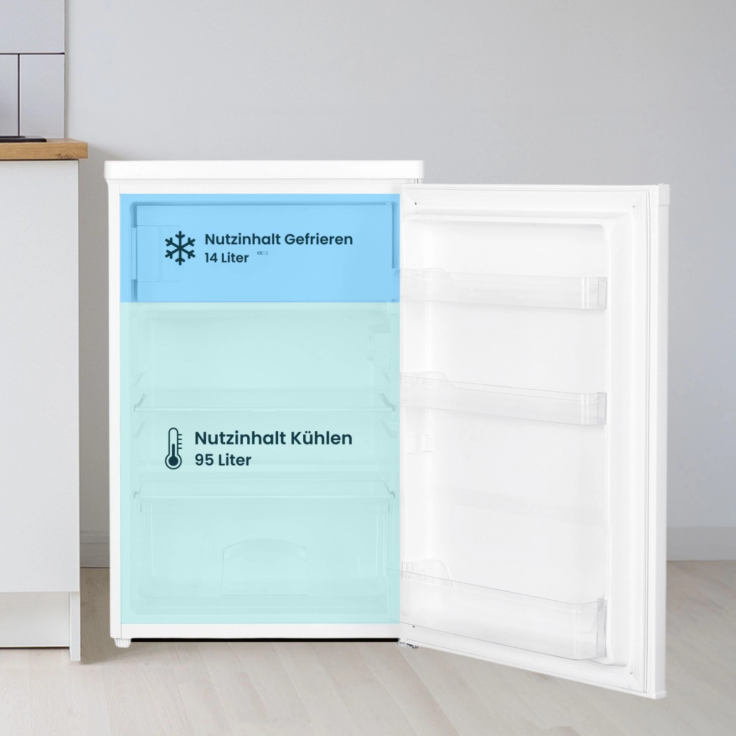 HomeX Mini Kühlschrank Mit Gefrierfach 109 Liter - 85cm Hoch Energieklasse E