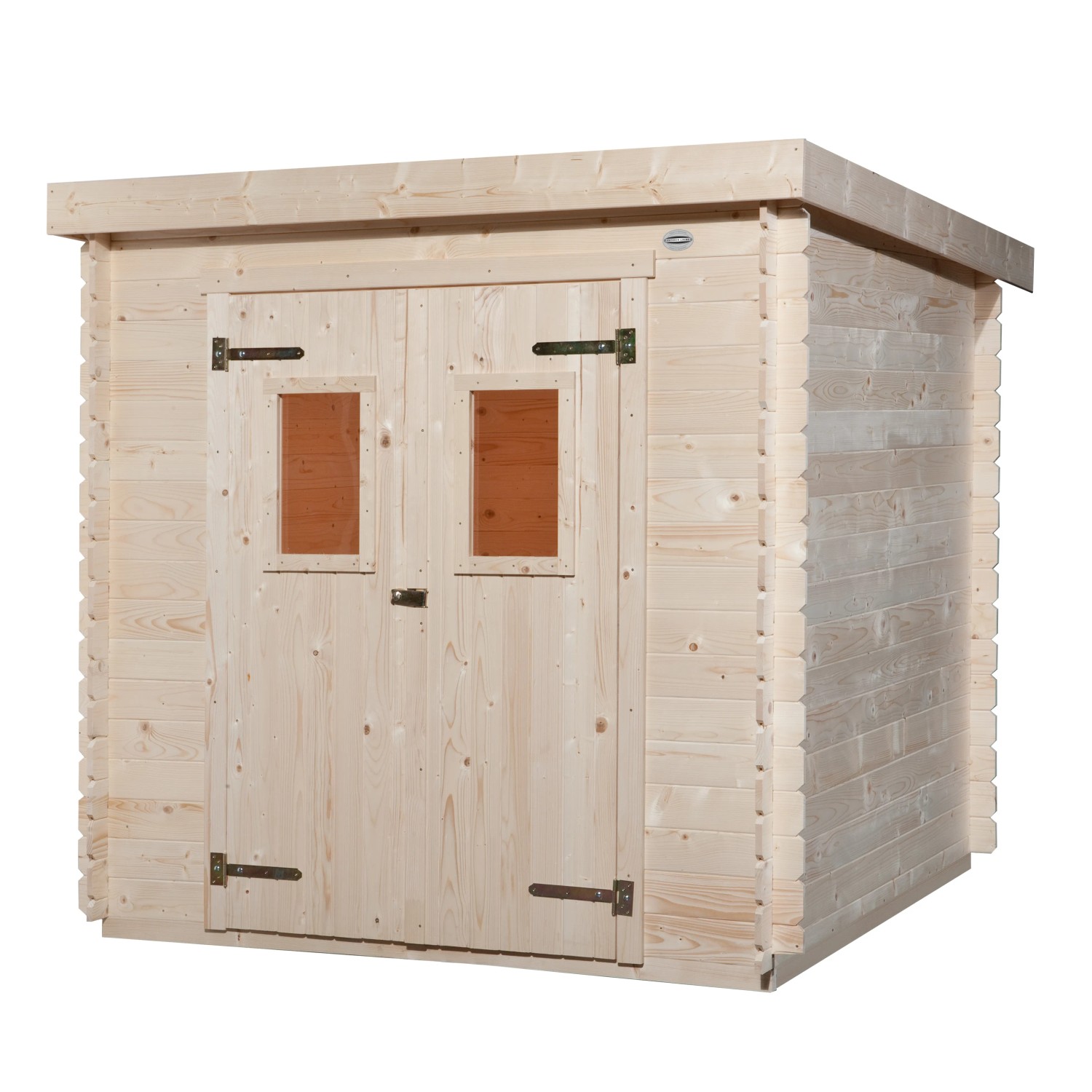 OBI Holz-Gartenhaus Cortina, 200x150 cm, mit Doppeltür und Lichtausschnitten. Gartenhaus aus Nadelholz.