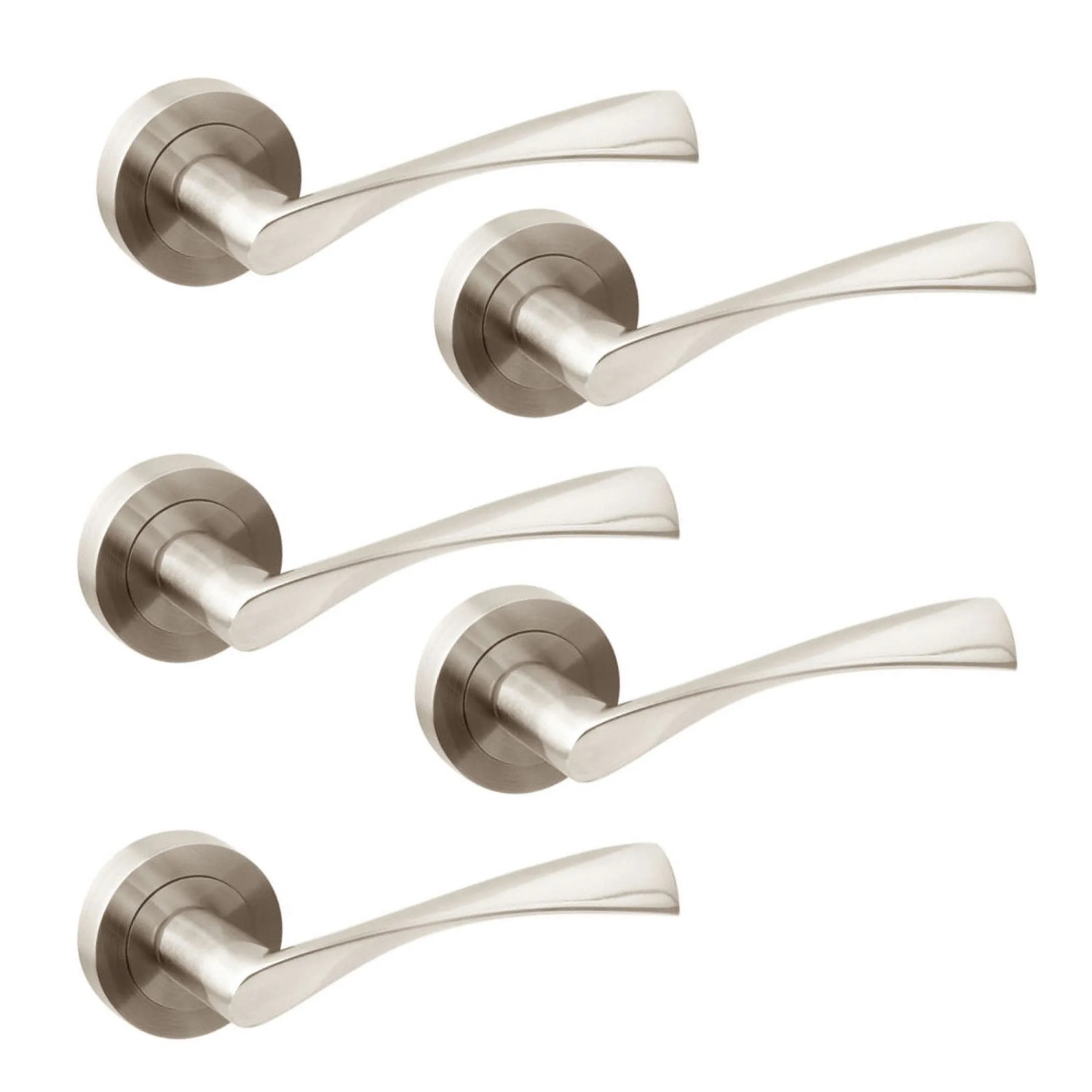 Emuca Satz Perth Tieftürdrückergarnitur mit Platte 43x250 mm Aluminium und Zamak Nickel Satiniert