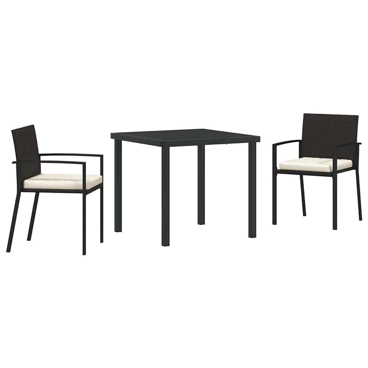 vidaXL 3-Teiliges Garten-Essgruppe Schwarz Poly Rattan 3379233 günstig online kaufen