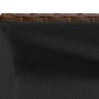 Detailansicht des braunen vidaXL Pflanzkübels aus Poly Rattan mit schwarzem Vliesbeutel.