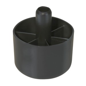 Schwarzer Hettich Möbelgleiter, Ø 50 mm, aus Kunststoff für Möbel und Oberflächenschutz.