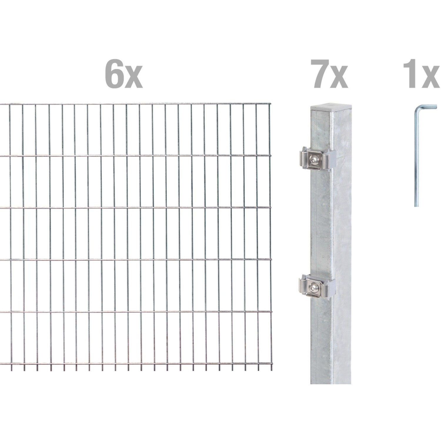 Metallzaun Grund-Set Doppelstabmatte feuerverzinkt 6 x 2 m x 1,4 m