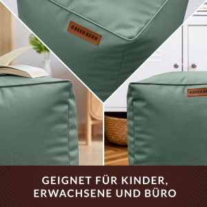 Green Bean Sitzhocker Cube 40 x 40 x 40 cm Leder mit EPS-Perlen-Füllung Taubenblau